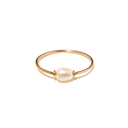18k Yellow Gold Ring with Natural Pearl 